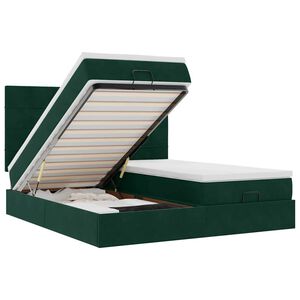 vidaXL osmannisk sengeramme med madrasser 180x200 cm fl&oslash;jl m&oslash;rkegr&oslash;n