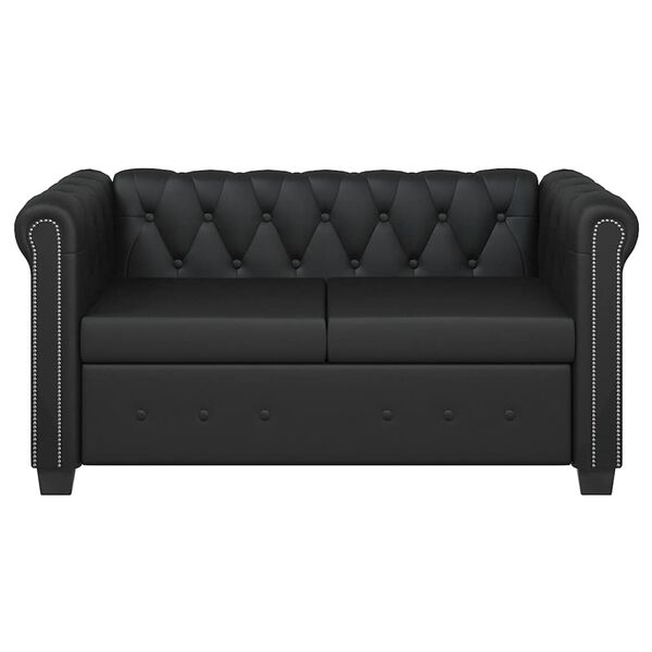 vidaXL 2-personers Chesterfield sofa kunstlæder sort