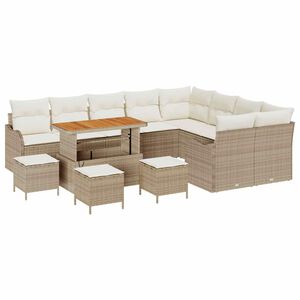 vidaXL Havesofa Sæt med pude 13 pcs Beige polyrattan
