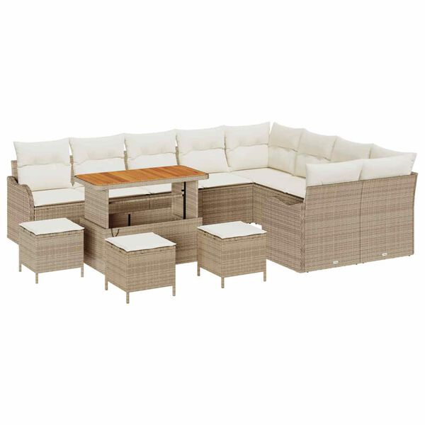 vidaXL Havesofa Sæt med pude 13 pcs Beige polyrattan