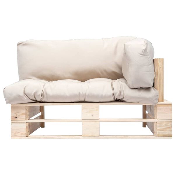 vidaXL havesofa med sandfarvede hynder tr&aelig;paller fyrretr&aelig;