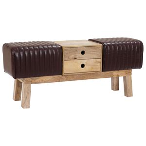 vidaXL b&aelig;nk 110 x 30 x 45 cm &AElig;gte L&aelig;der M&oslash;rk Brun