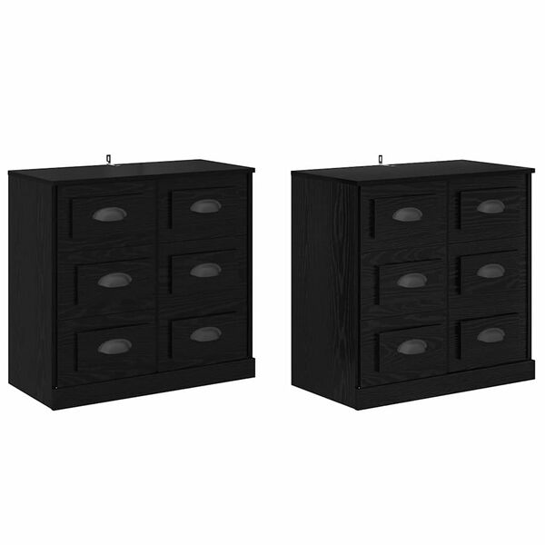 vidaXL Sideboards 2 pcs Sort eg 70 x 35,5 x 67,5 cm Konstrueret tr&aelig;