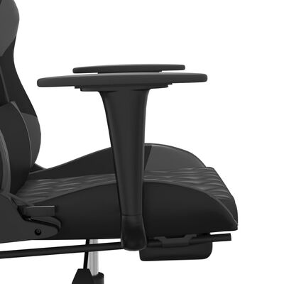 vidaXL gamingstol m. massagefunktion og fodstøtte kunstlæder sort grå
