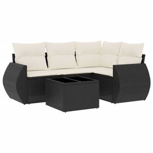vidaXL sofas&aelig;t til haven 5 dele med hynder polyrattan sort