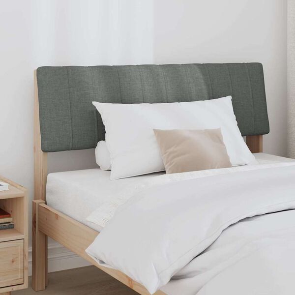 vidaXL Polstret sengegavl M&oslash;rkegr&aring; 100 cm Massiv fyrretr&aelig;