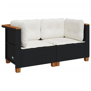 vidaXL hj&oslash;rnemoduler til havesofa 2 stk. med hynder polyrattan sort