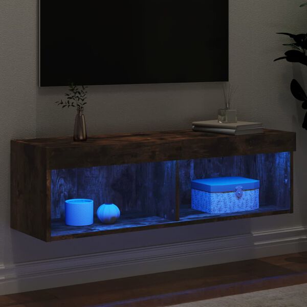 vidaXL tv-bord med LED-lys 100x30x30 cm r&oslash;get egetr&aelig;sfarve