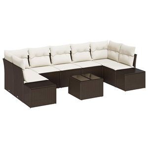 vidaXL Havesofa S&aelig;t med pude 8 pcs Brun og Creme polyrattan