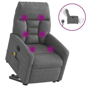 vidaXL massagestol med l&oslash;ftefunktion mikrofiberstof m&oslash;rkegr&aring;