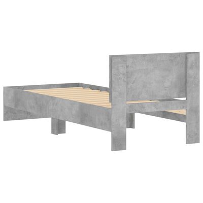 vidaXL sengeramme med sengegavl 75x190 cm konstrueret træ betongrå
