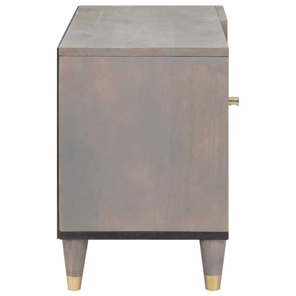 vidaXL TV-skab med hylde med dør Grå 80 x 33 x 46 cm Massivt mangotræ