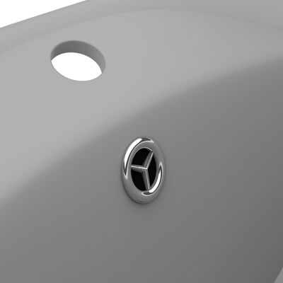 vidaXL luksuriøs håndvask overløb 58,5x39 cm keramik oval mat lysegrå