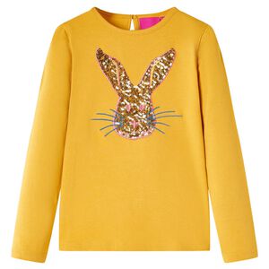 Lang&aelig;rmet T-shirt til b&oslash;rn str. 104 okkergul