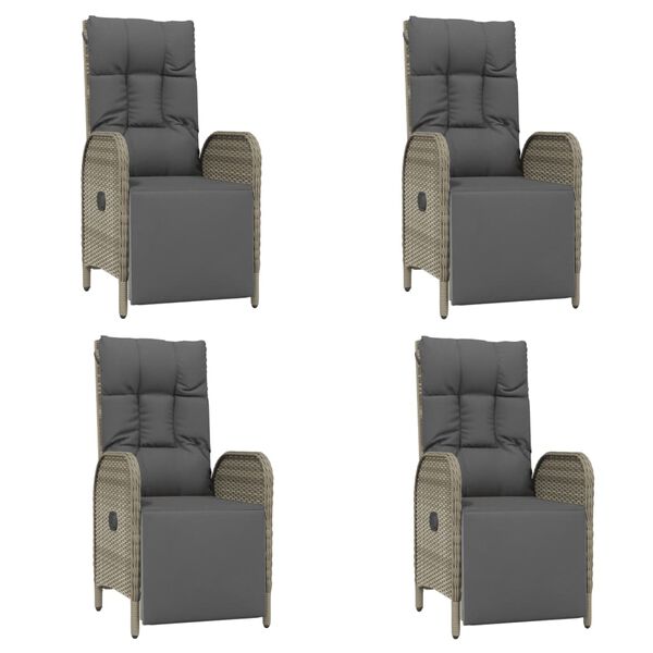 vidaXL spisebordssæt til haven 5 dele med hynder polyrattan grå