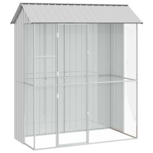 vidaXL Fuglebur Gr&aring; 215 x 110 x 247 cm Galvaniseret st&aring;l