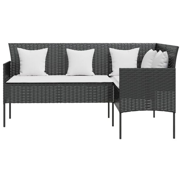 vidaXL sofas&aelig;t med hynder 5 dele L-facon polyrattan sort