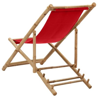 vidaXL strandstol bambus og kanvas rød