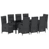 vidaXL Have Spisebordss&aelig;t 9 stk. Sort polyrattan