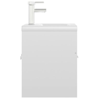 vidaXL vaskeskab med indbygget håndvask konstrueret træ hvid højglans