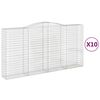 vidaXL buede gabionkurve 10 stk. 400x50x200/220 cm galvaniseret jern