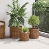 vidaXL Plantekurv med opbevaring 3 pcs Brun Kubu rattan