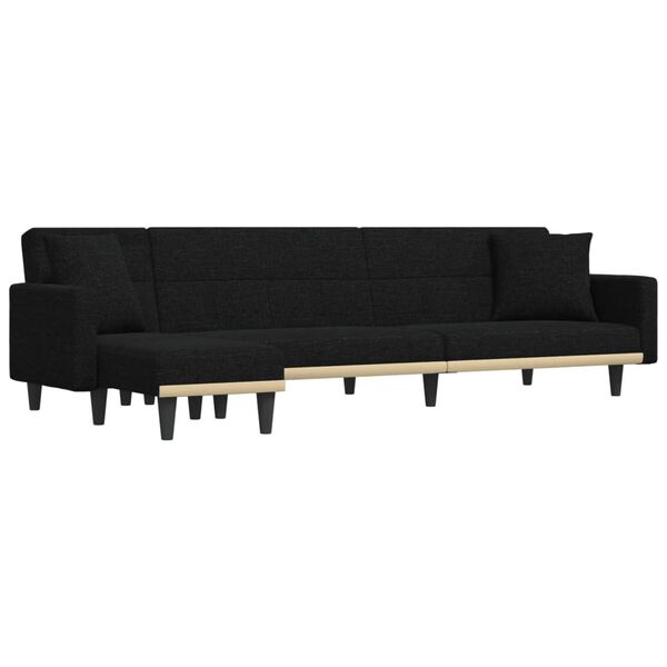 vidaXL L-formet sovesofa 275x140x70 cm stof sort