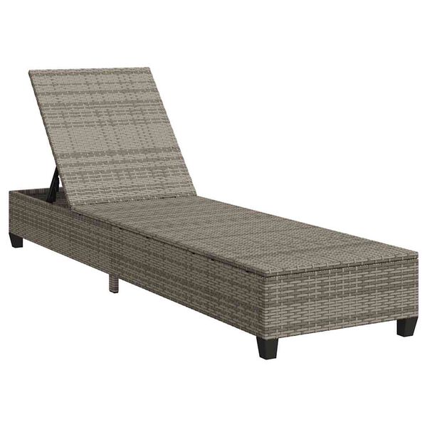 vidaXL liggestol med hynder 55x200x25,5 cm polyrattan grå