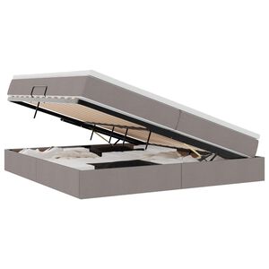 vidaXL Seng med opbevaring og madras Gr&aring;brun 200 x 200 cm Polyester
