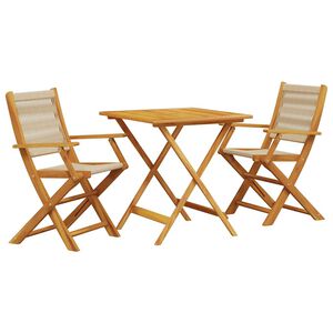 vidaXL bistros&aelig;t 3 dele polypropylen og massivt tr&aelig; beige