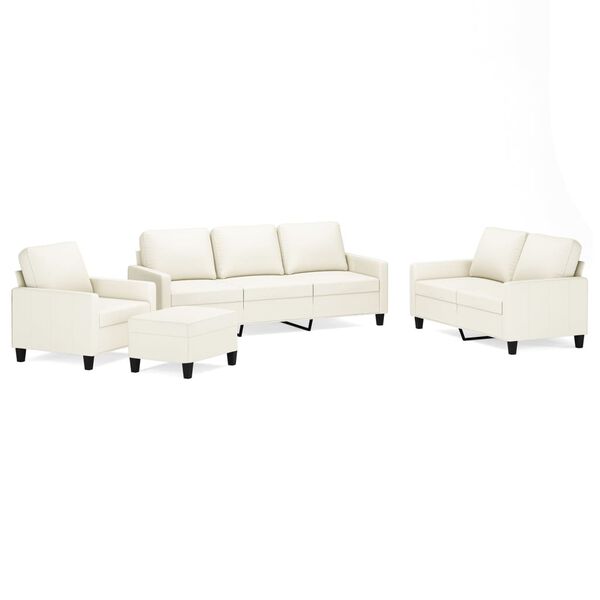 vidaXL sofas&aelig;t 4 dele med hynder kunstl&aelig;der Cremefarvet
