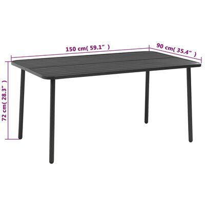 vidaXL udendørs spisebordssæt 7 dele stål mørkegrå