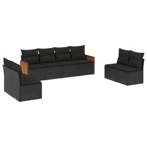 vidaXL sofas&aelig;t til haven 8 dele med hynder polyrattan sort