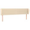 vidaXL sengegavl med kanter 163x23x78/88 cm stof cremefarvet