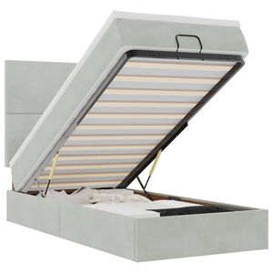 vidaXL osmannisk sengeramme med madrasser 100x200 cm fl&oslash;jl lysegr&aring;