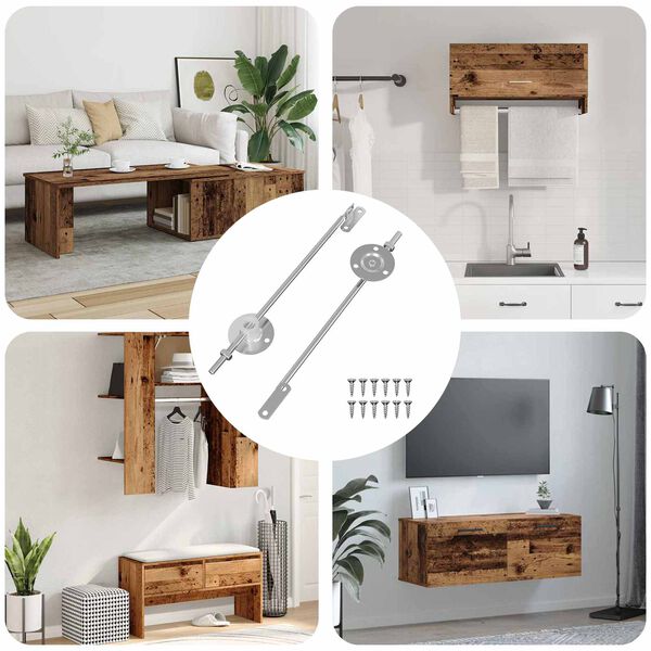 vidaXL L&aring;g st&oslash;tteh&aelig;ngsel 2 pcs S&oslash;lv 194 x 36 x 18 mm Jern