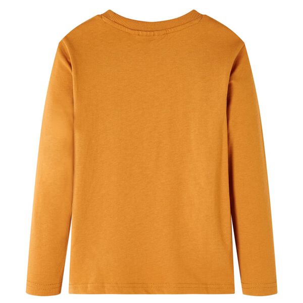 Langærmet T-shirt til børn str. 92 okkergul