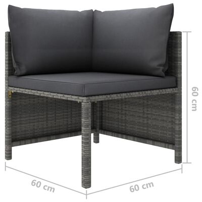 vidaXL hjørnedel til sofa med hynder polyrattan grå