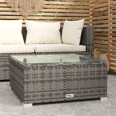 vidaXL sofabord til haven 60x60x30 cm polyrattan og glas grå