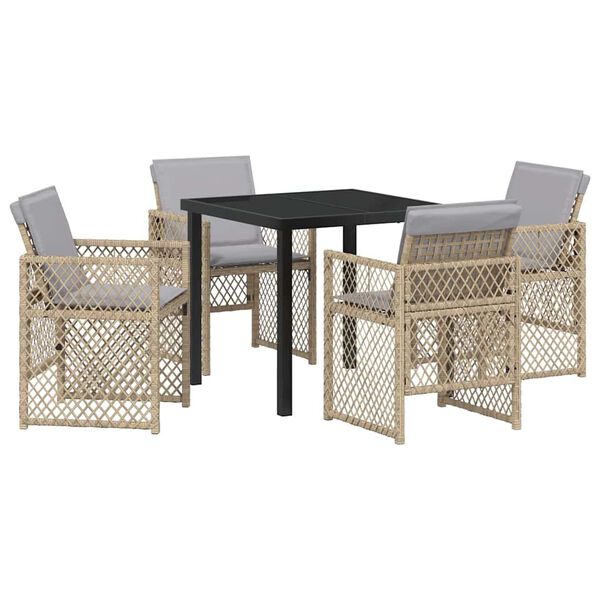 vidaXL Have Spisebordss&aelig;t 5 pcs Beige polyrattan