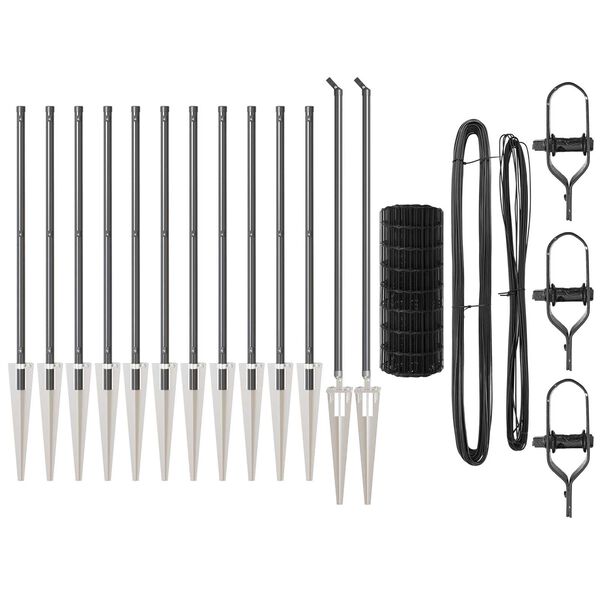 vidaXL Hegn med post Gr&aring; 0,8 x 25 m St&aring;l og PVC