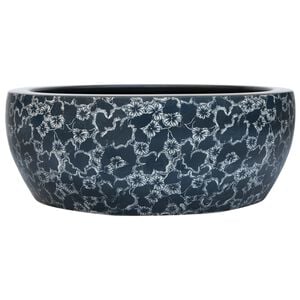 vidaXL h&aring;ndvask til bordplade &Phi;41x14 cm rund keramik sort og bl&aring;