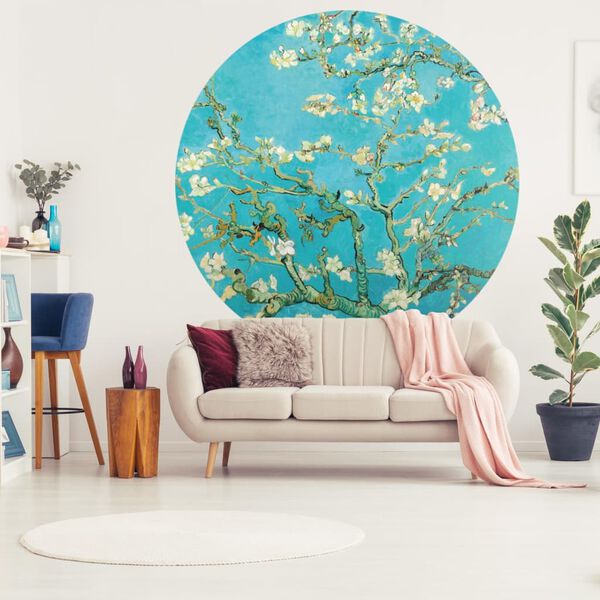 WallArt tapetcirkel Almond Blossom 142,5 cm