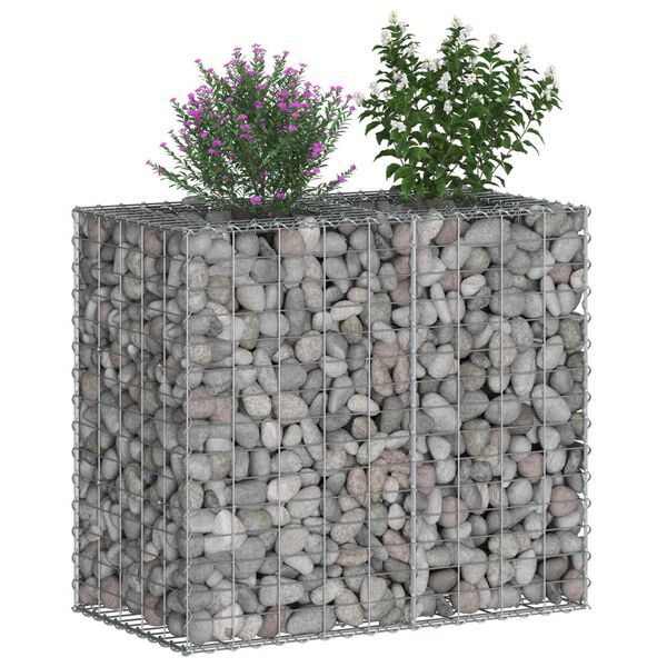 vidaXL Gabion h&oslash;jbed S&oslash;lv 90 x 50 x 80 cm Galvaniseret st&aring;l