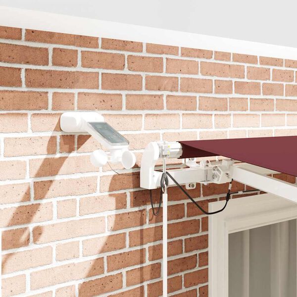 vidaXL markise med LED-lys 300x250 cm automatisk betjening bordeaux