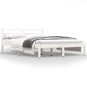 vidaXL sengeramme 135x190 cm dobbelt massivt fyrretr&aelig; hvid
