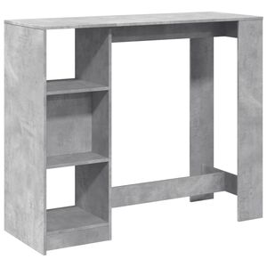 vidaXL barbord med hylde 124x46x103,5 cm konstrueret tr&aelig; betongr&aring;