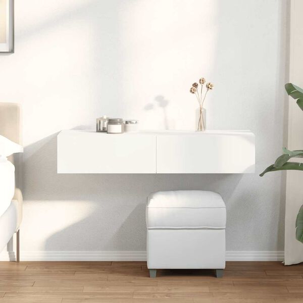 vidaXL v&aelig;ghylde med skuffer 100x36x19 cm konstrueret tr&aelig; hvid