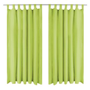 vidaXL gardiner i mikro-satin 2 stk. med l&oslash;kker 140 x 175 cm gr&oslash;n