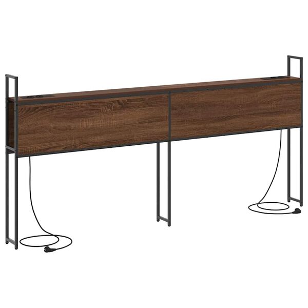 vidaXL Opbevaringshovedgavl med Opladningsstation Brun eg 180 cm